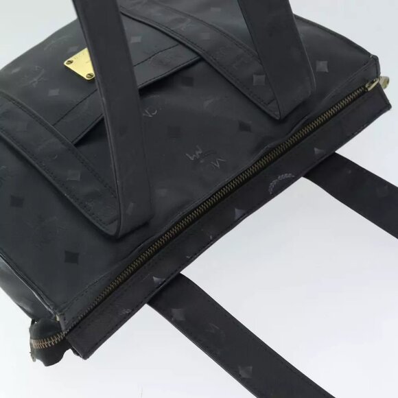 MCM Vicetos Logogram Tote Bag Coated Canvas Black Auth 75146 - Picture 7 of 16
